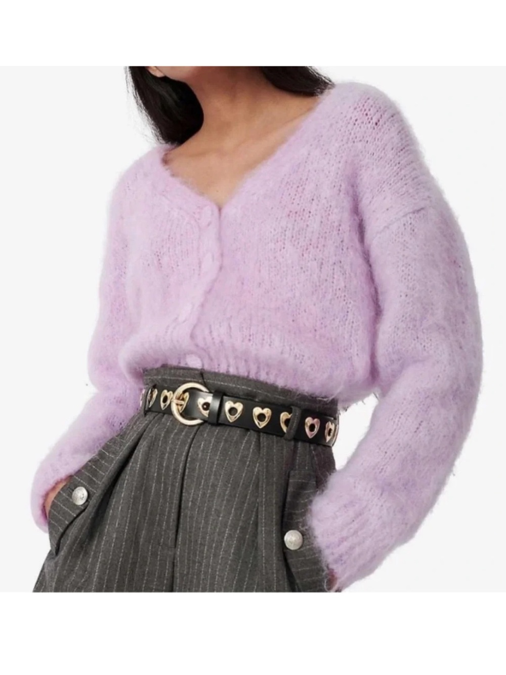 Maje Lilac Mohair Cardigan